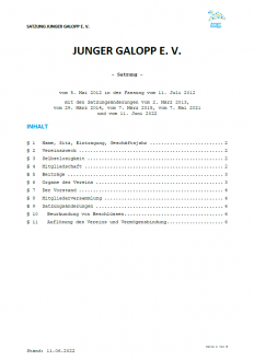 Satzung des Vereins "Junger Galopp e. V."