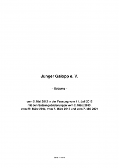 Satzung des Vereins "Junger Galopp e. V."