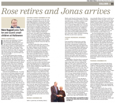 Rose retires and Jonas arrives